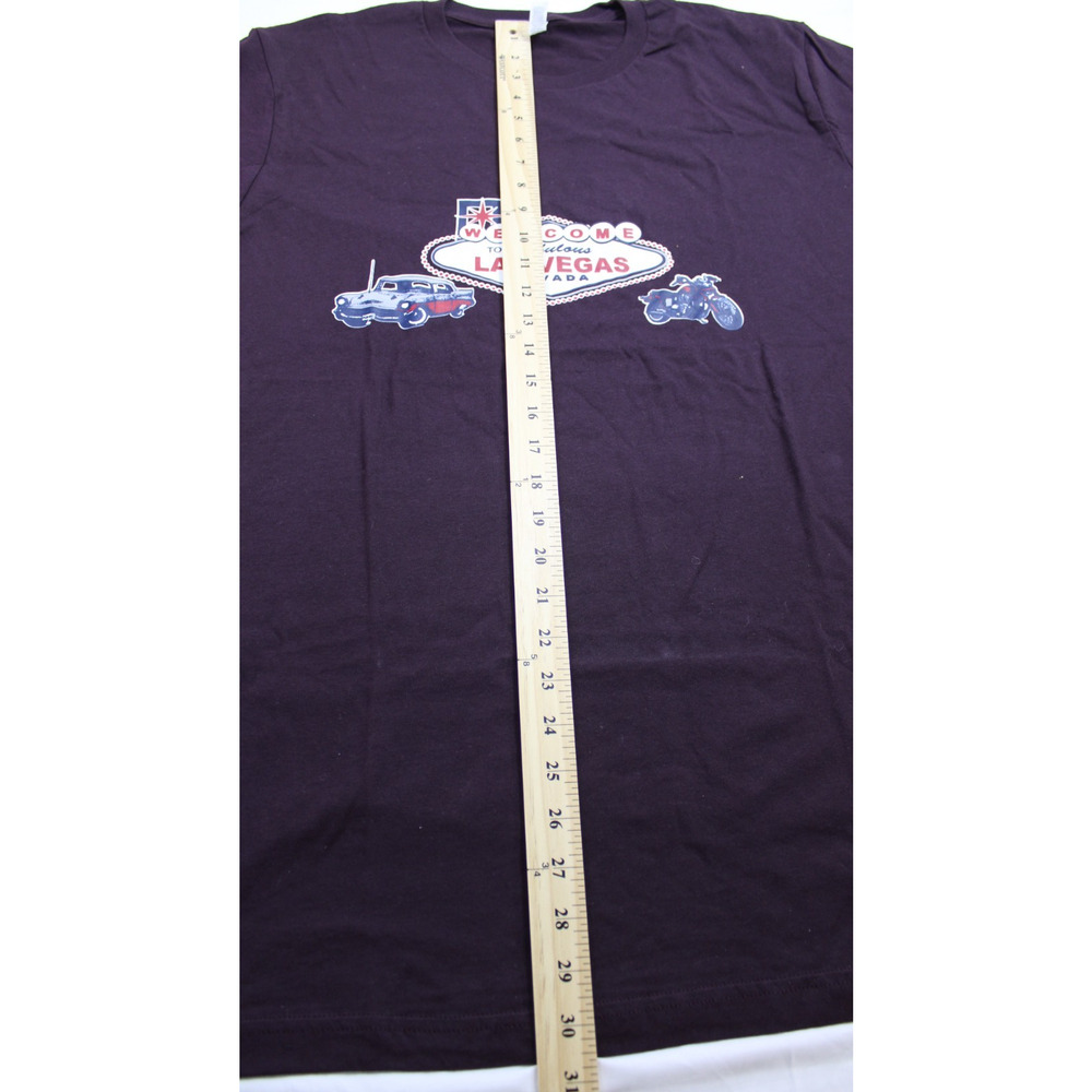 Men's 2XL Las Vegas Nevada Hot Rod Motorcycle Graphic T-Shirt Cotton Burgundy - Picture 4 of 7